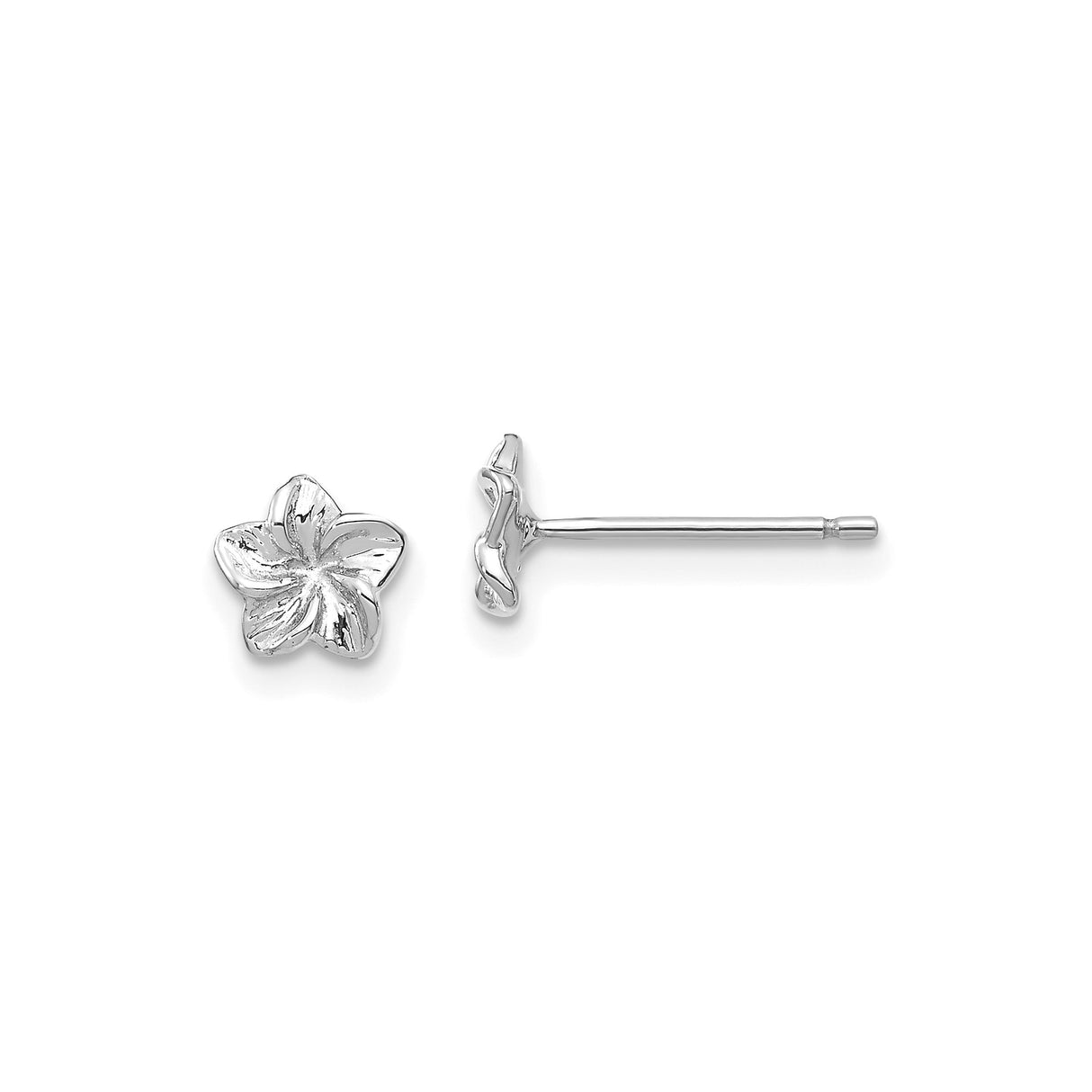 14k White Gold Flower Stud Earrings with Five Petal Floral Design for Women