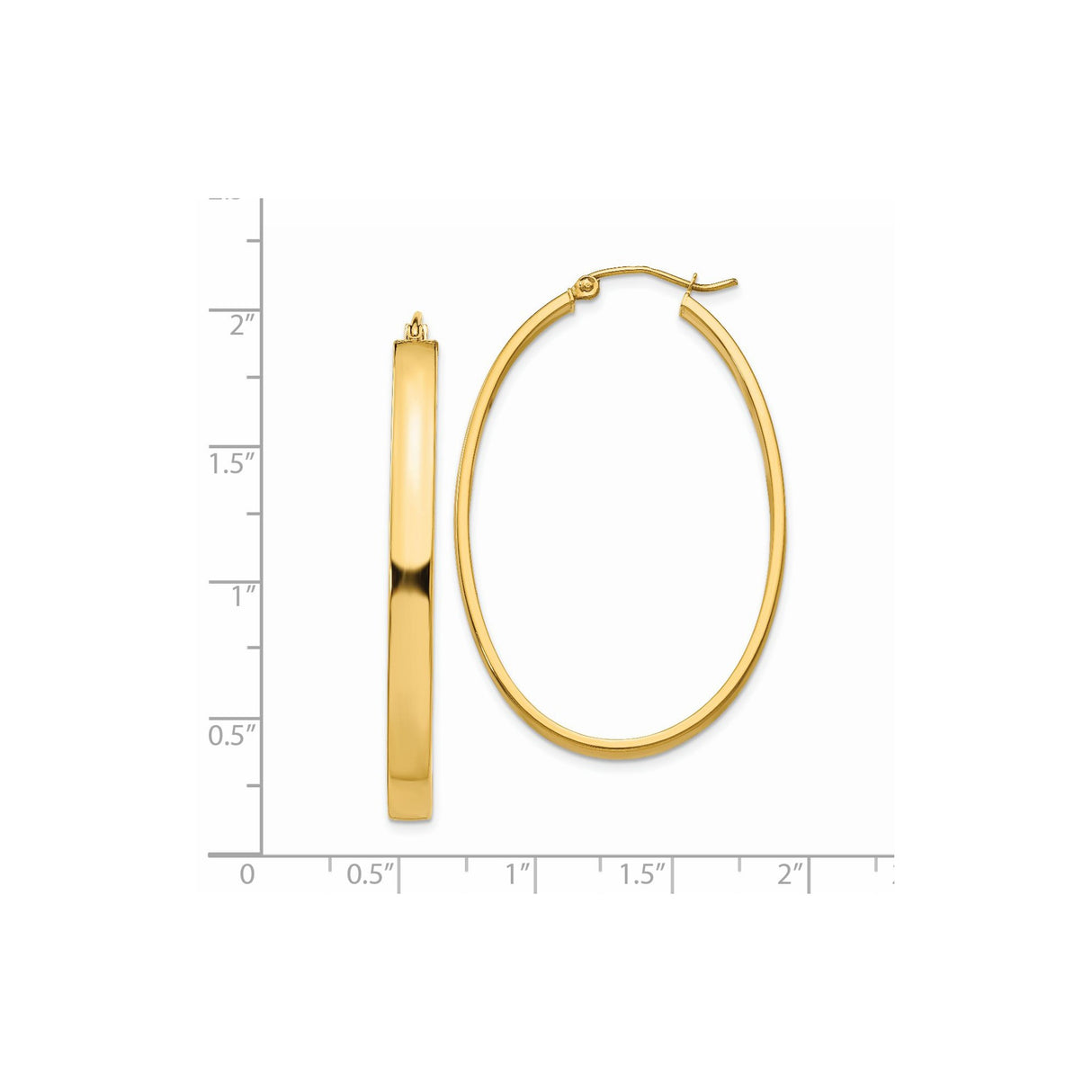 14k Yellow Gold Oval Hoop Earrings, High-Polish Finish, Lightweight Minimalist Design for Women
