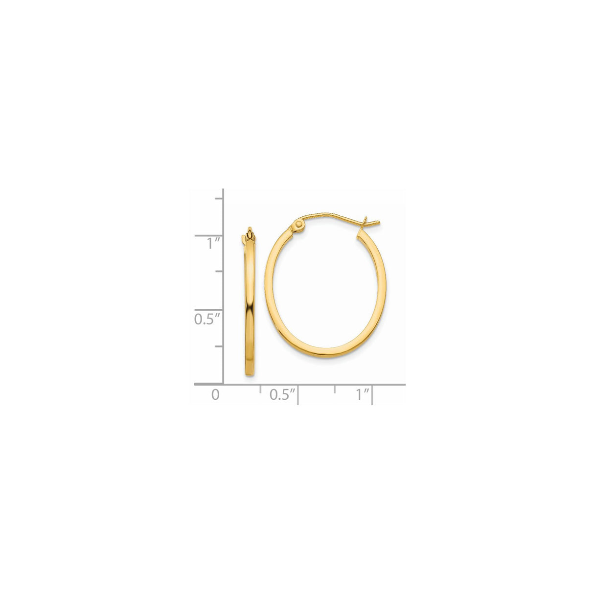14k Yellow Gold Hoop Earrings, Polished Oval Hoops with Snapback Closure for Women