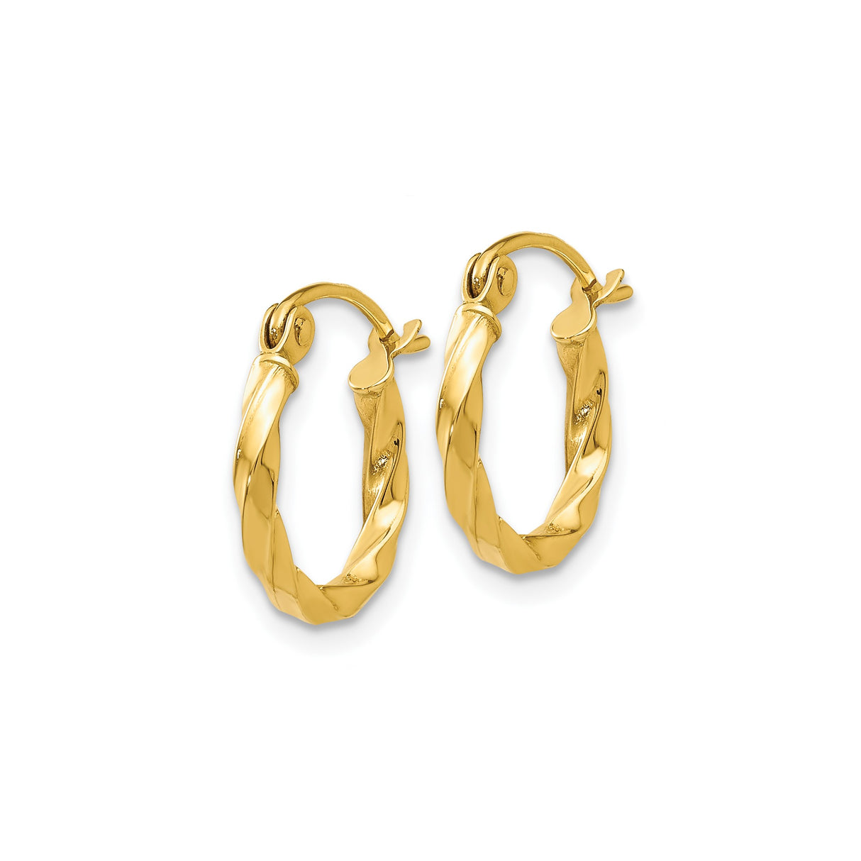 14k Yellow Gold Twisted Hoop Earrings, Polished Rope Style Hoops for Women
