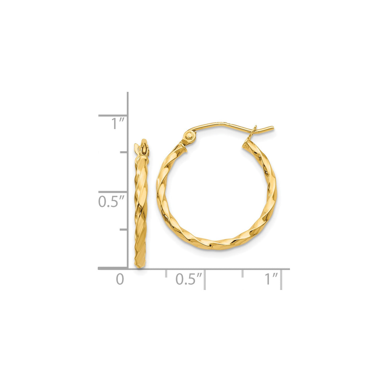 14k Yellow Gold Twisted Hoop Earrings, Classic Polished and Textured Round Design for Women