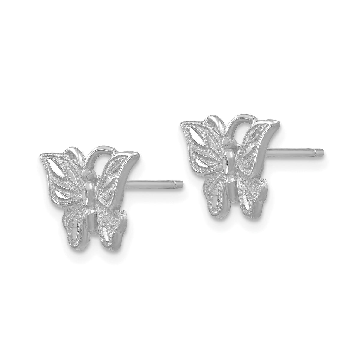 14k Yellow Gold Butterfly Stud Earrings with Openwork Wings, Dainty Nature-Inspired Design