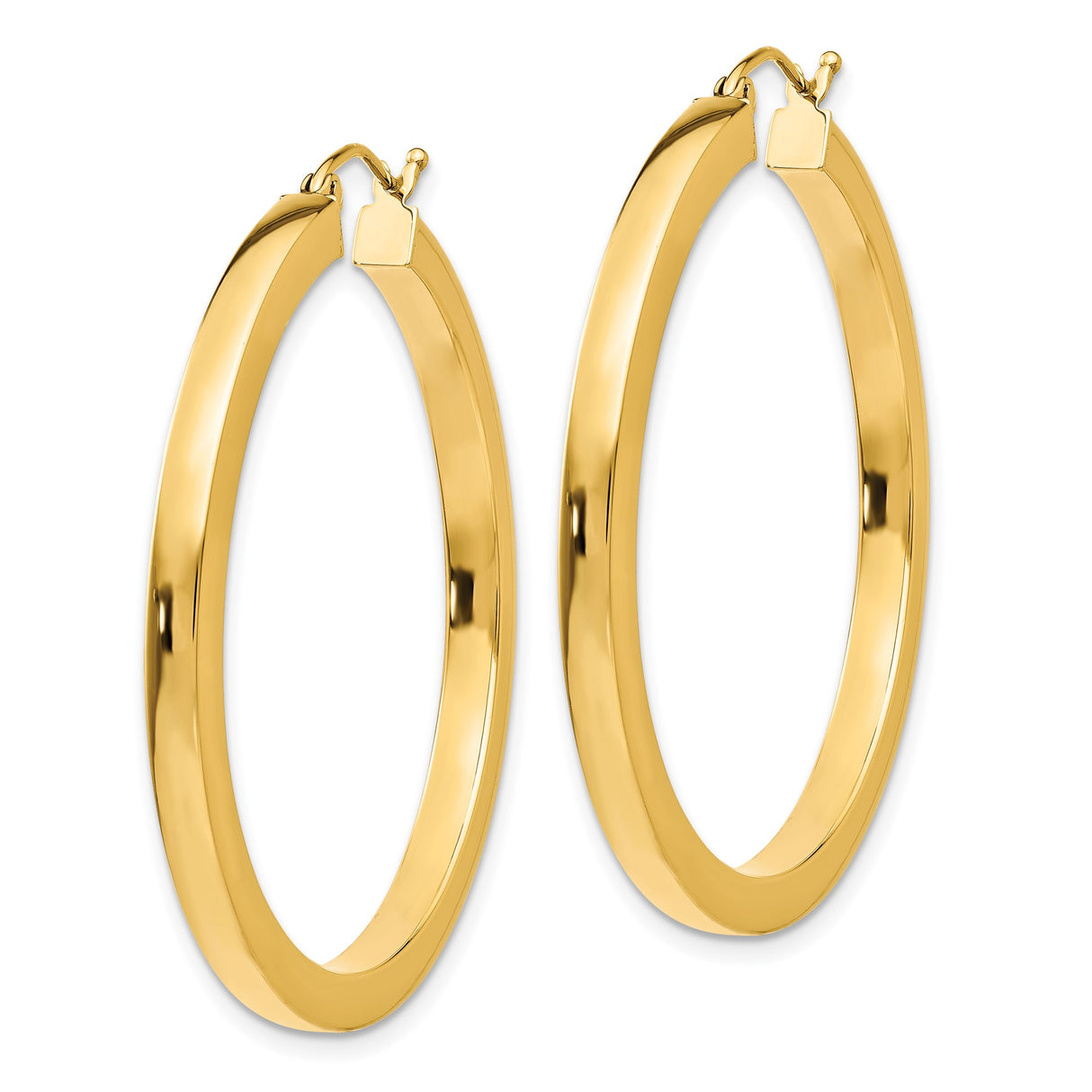 14k Yellow Gold Hoop Earrings, Classic Polished Round Hoops, Lightweight Everyday Style