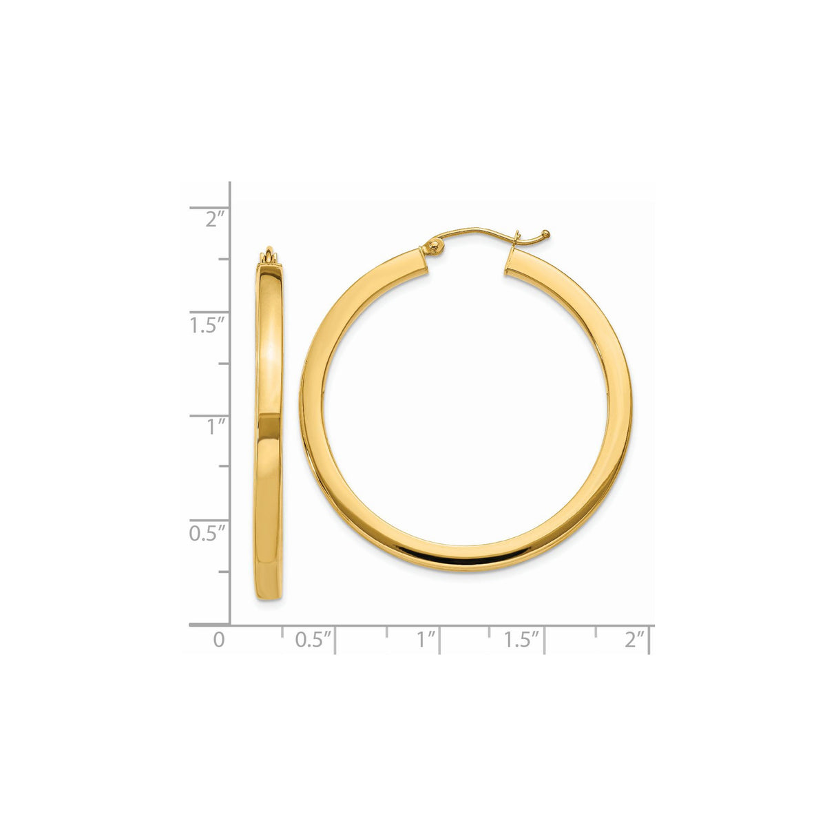 14k Yellow Gold Hoop Earrings, Classic Polished Round Hoops, Lightweight Everyday Style