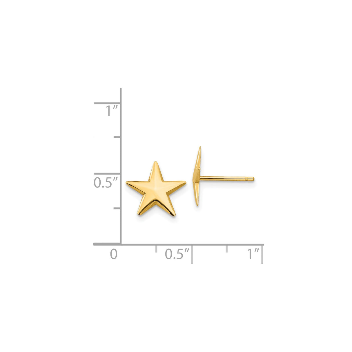 14k Yellow Gold Star Stud Earrings, Polished Five-Point Design, Celestial Minimalist Jewelry