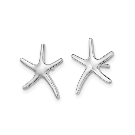 14k White Gold Starfish Stud Earrings, Nautical Marine Design for Women
