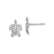 14k White Gold Sea Turtle Stud Earrings, Nature-Inspired Nautical Animal Design for Women