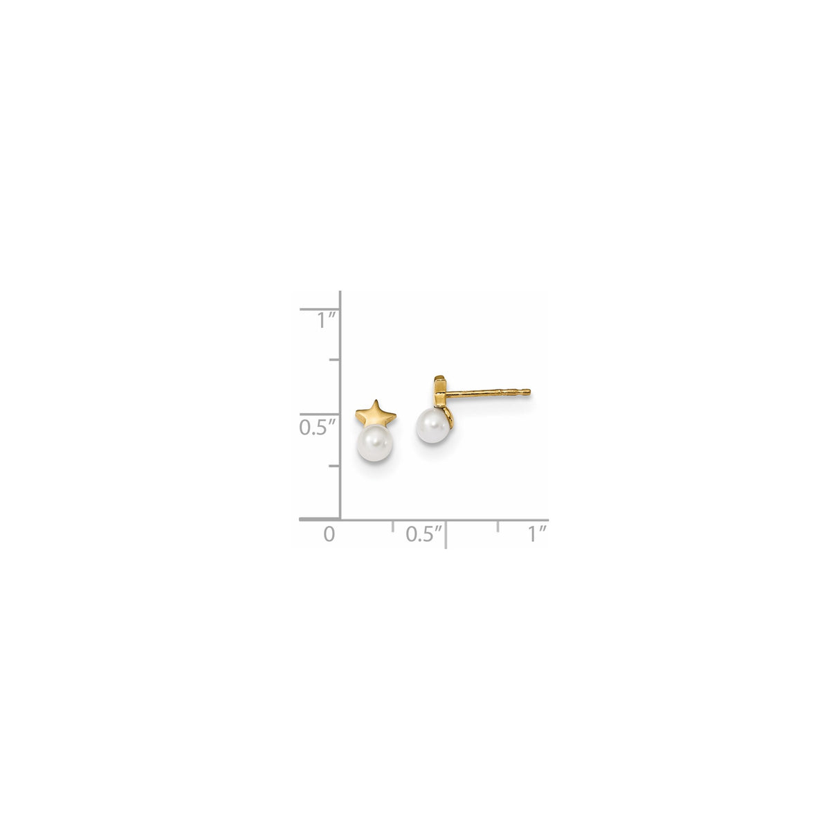 14k Yellow Gold Star Stud Earrings with White Pearl Accents, Celestial Mini Star Design