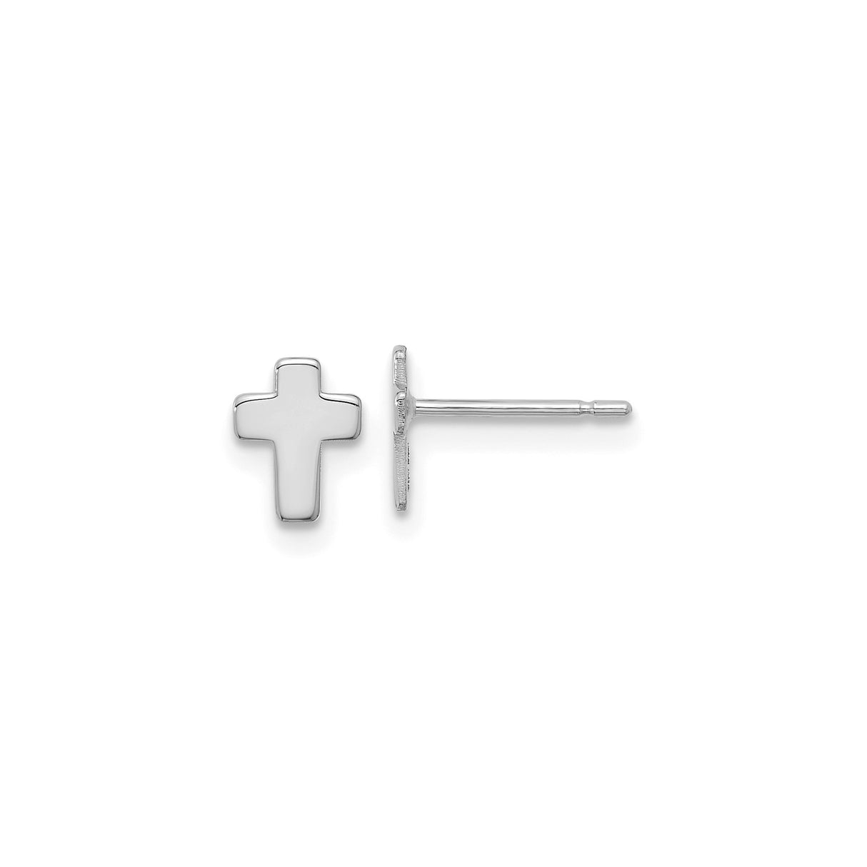 14k White Gold Cross Stud Earrings, Simple Christian Jewelry for Women