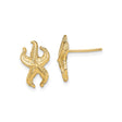 14k Yellow Gold Starfish Stud Earrings, Textured Marine Theme Coastal Design for Women