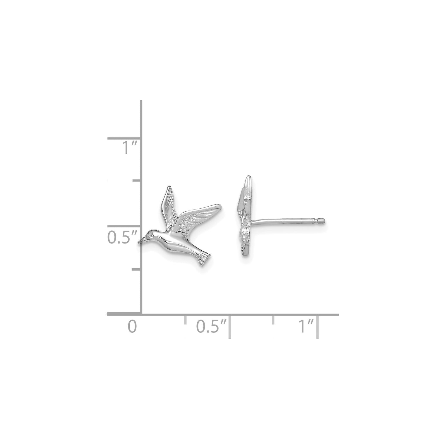 14k White Gold Bird Stud Earrings with Detailed Flying Bird Design, Nature Inspired Jewelry