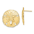 14k Yellow Gold Sand Dollar Stud Earrings, Textured Coastal Nautical Design for Women