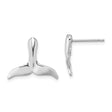 14k White Gold Whale Tail Stud Earrings, Ocean Inspired Nautical Style for Women