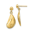 14k Yellow Gold Mussel Shell Drop Earrings, Ocean-Inspired Nautical Design for Women