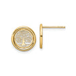 14k Yellow Gold Tree of Life Stud Earrings, Openwork Circle Celtic Design for Women