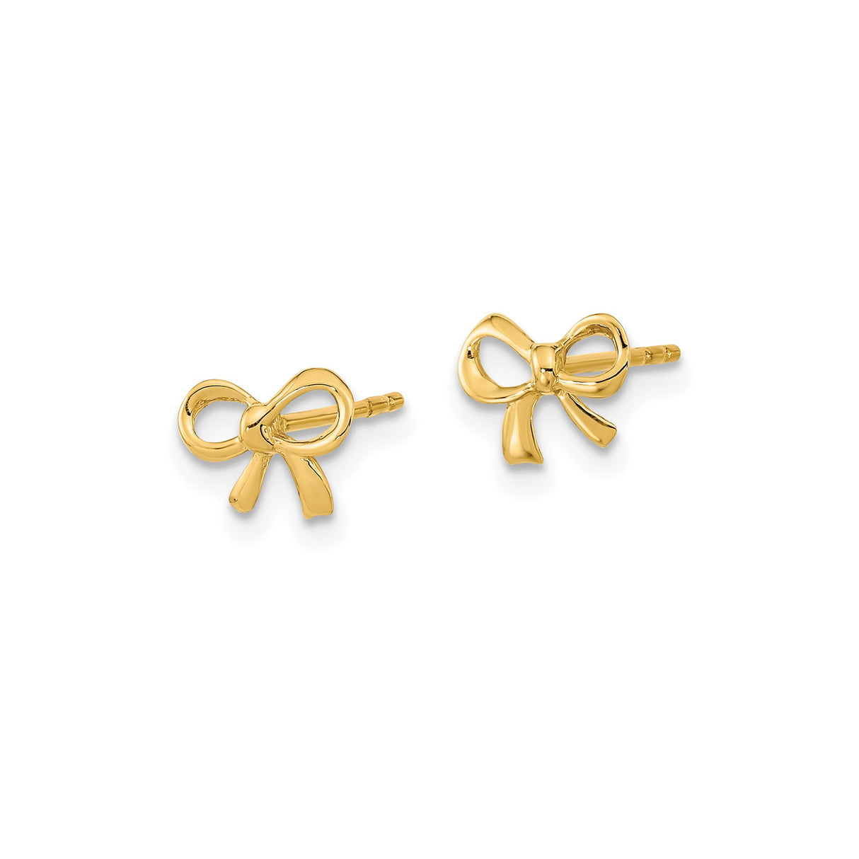 14k Yellow Gold Bow Stud Earrings with Delicate Ribbon Design, Dainty Minimalist Style