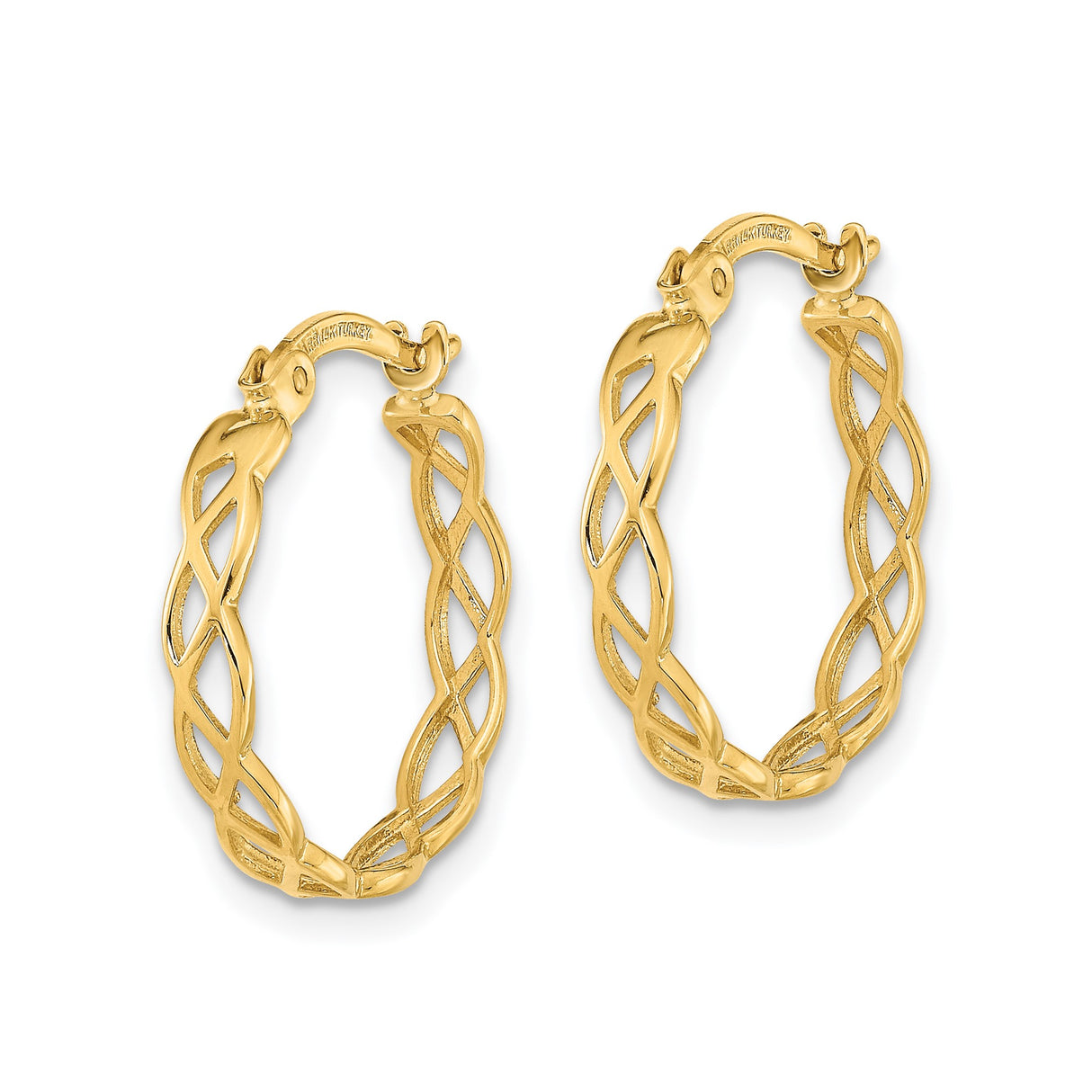 14k Yellow Gold Hoop Earrings with Celtic Twist Interlace Design for Women