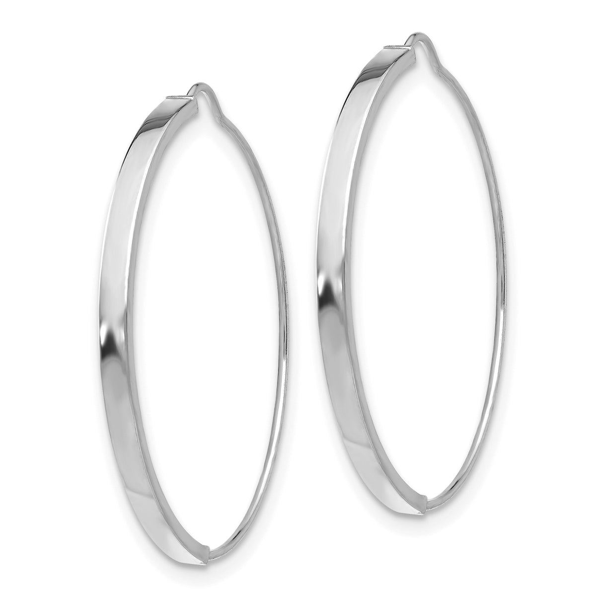 14k White Gold Hoop Earrings, Polished Finish, Lightweight Minimalist Design for Women