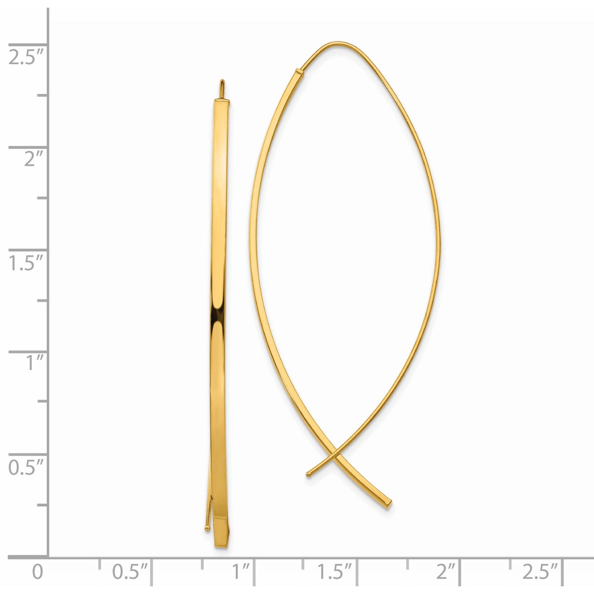 14k Yellow Gold Threader Earrings, Ichthys Fish Christian Symbol, Minimalist Faith Jewelry for Women