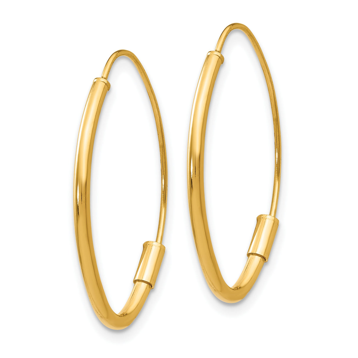 14k Yellow Gold Oval Hoop Earrings, Minimalist Polished Classic Style for Women