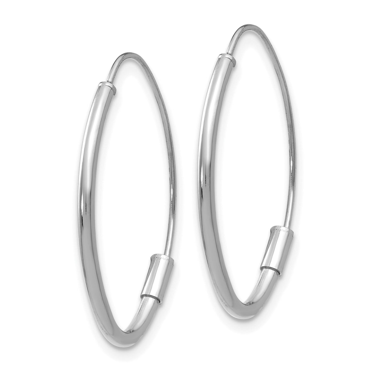 14k White Gold Oval Hoop Earrings, Polished Finish, Sleek Modern Minimalist Style for Women