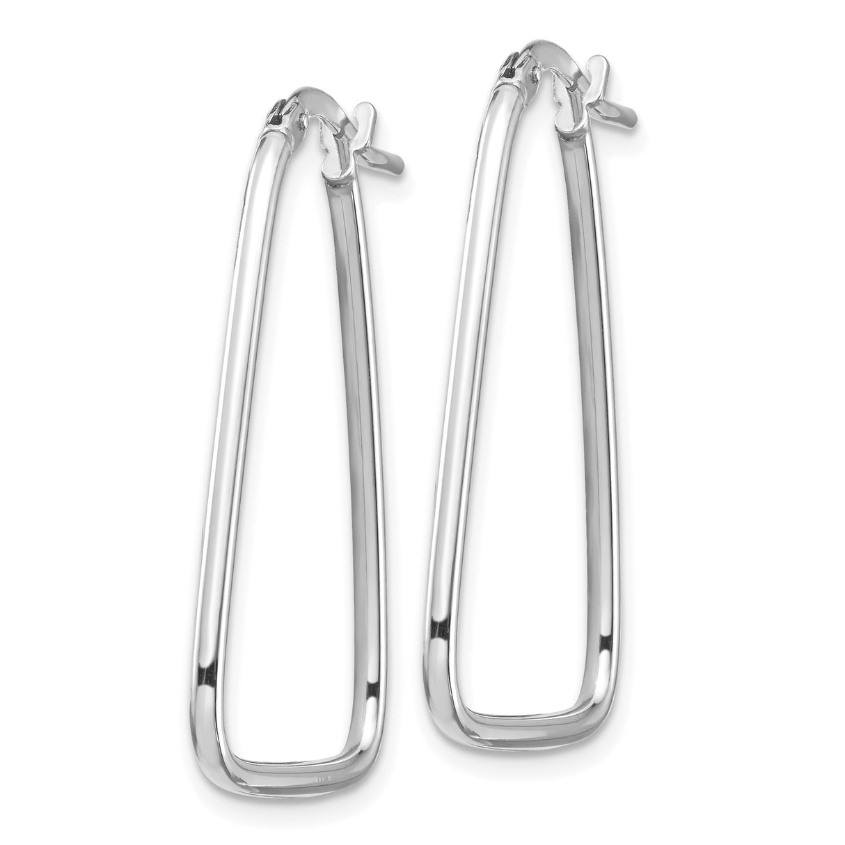 14k White Gold Trapezoid Hoop Earrings, Modern Geometric Minimalist Design for Women