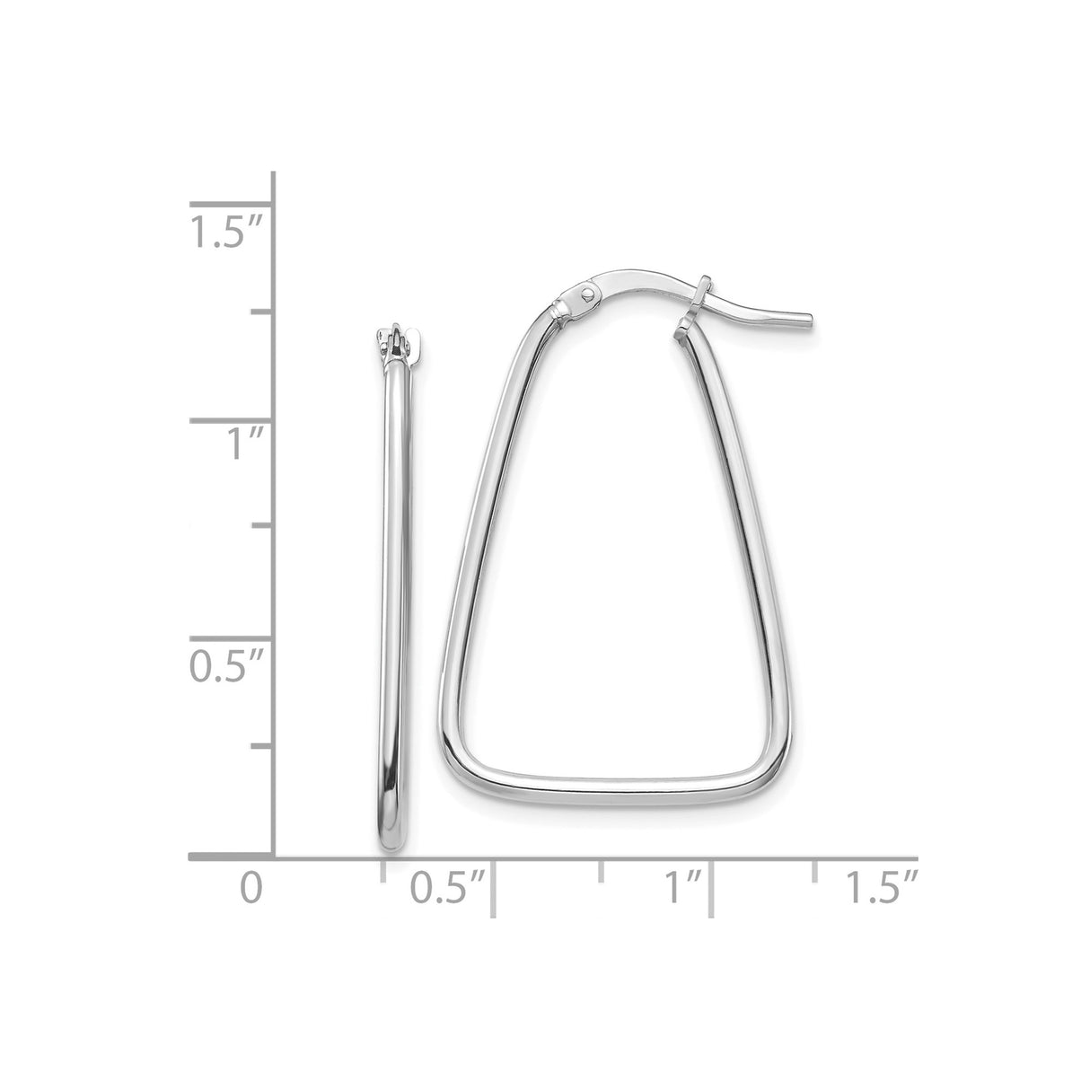 14k White Gold Trapezoid Hoop Earrings, Modern Geometric Minimalist Design for Women
