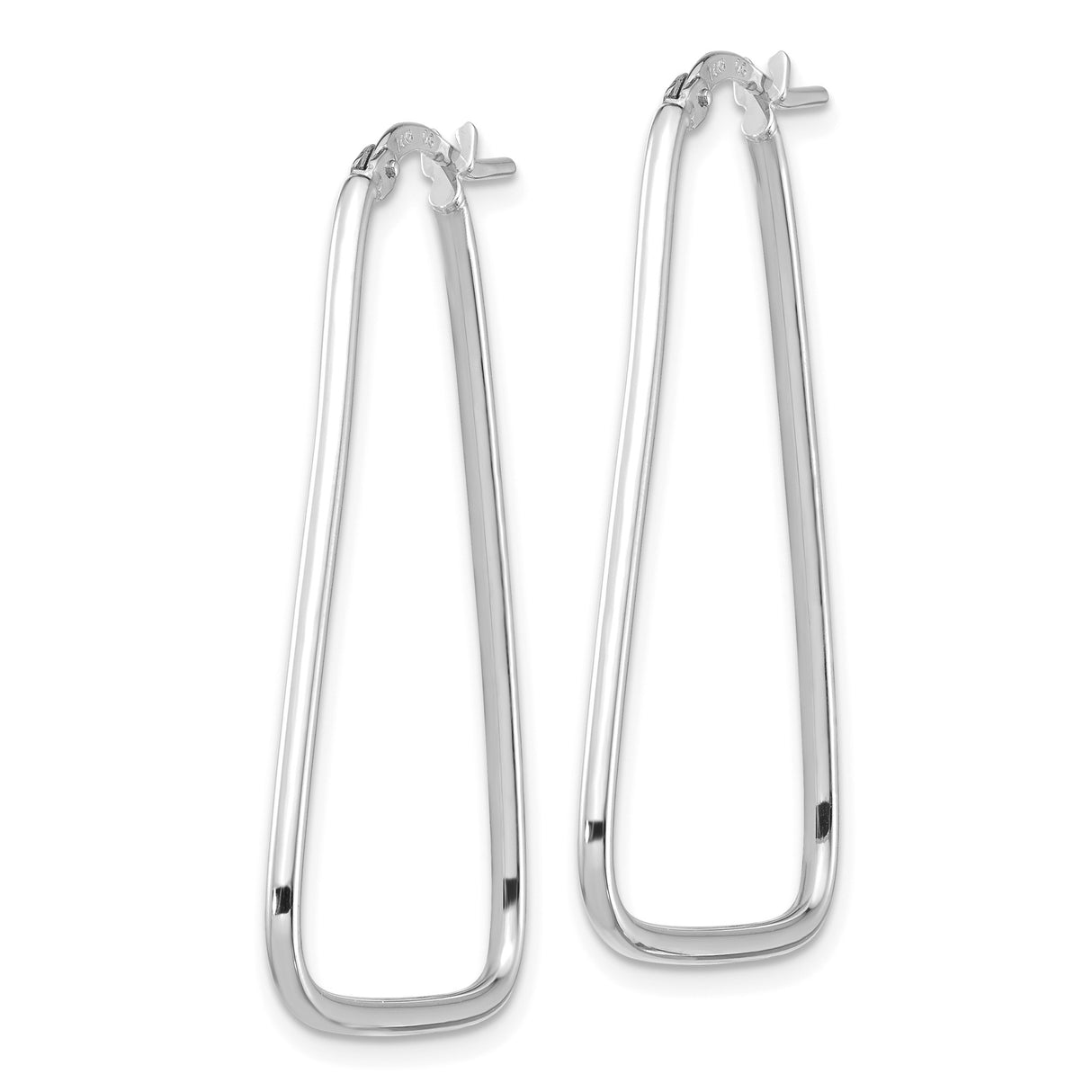14k White Gold Triangle Hoop Earrings, Sleek Geometric Minimalist Design for Women
