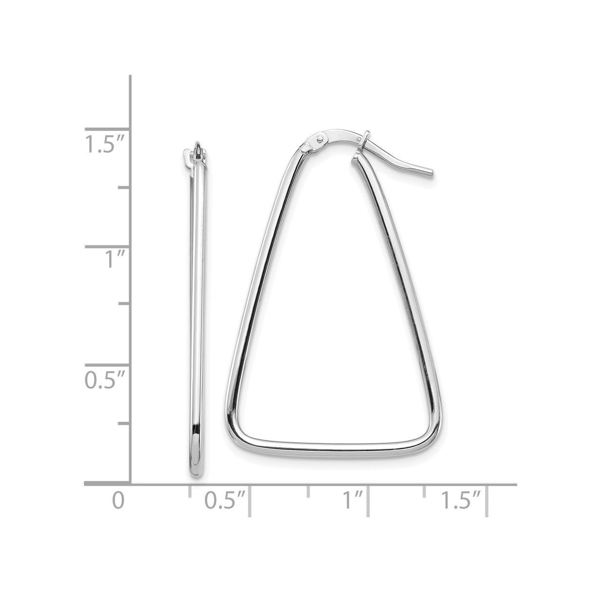 14k White Gold Triangle Hoop Earrings, Sleek Geometric Minimalist Design for Women
