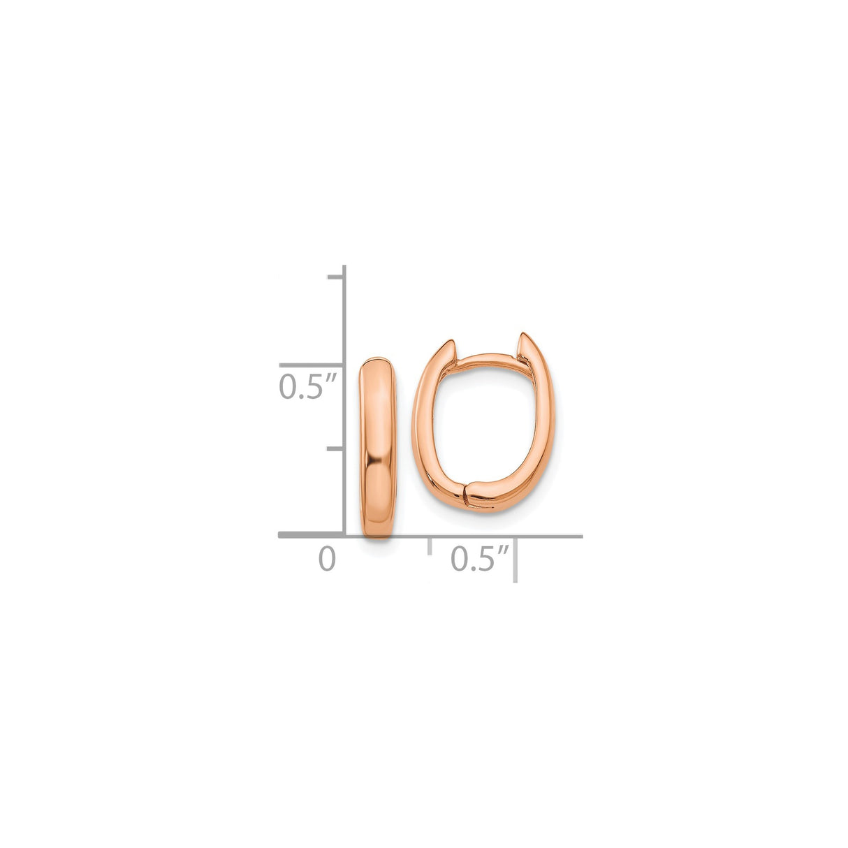 14k Rose Gold Huggie Hoop Earrings, Oval Shaped Minimalist Design for Women