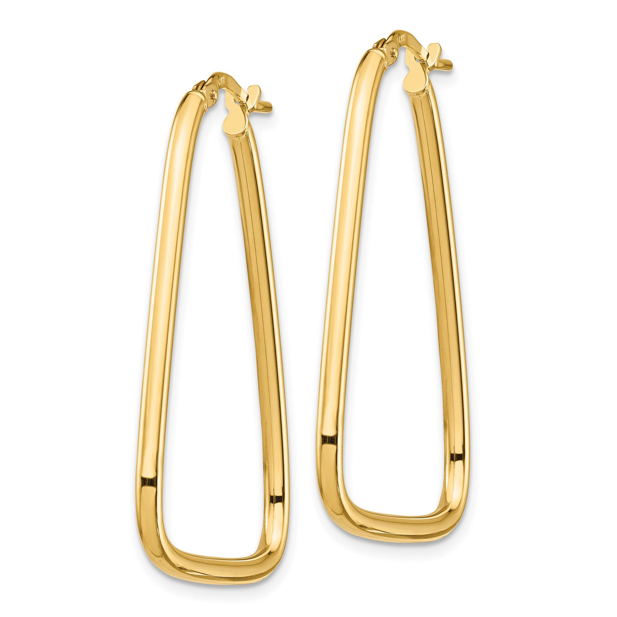 14k Yellow Gold Tapered Triangle Hoop Earrings, Sleek Geometric Minimalist Design for Women
