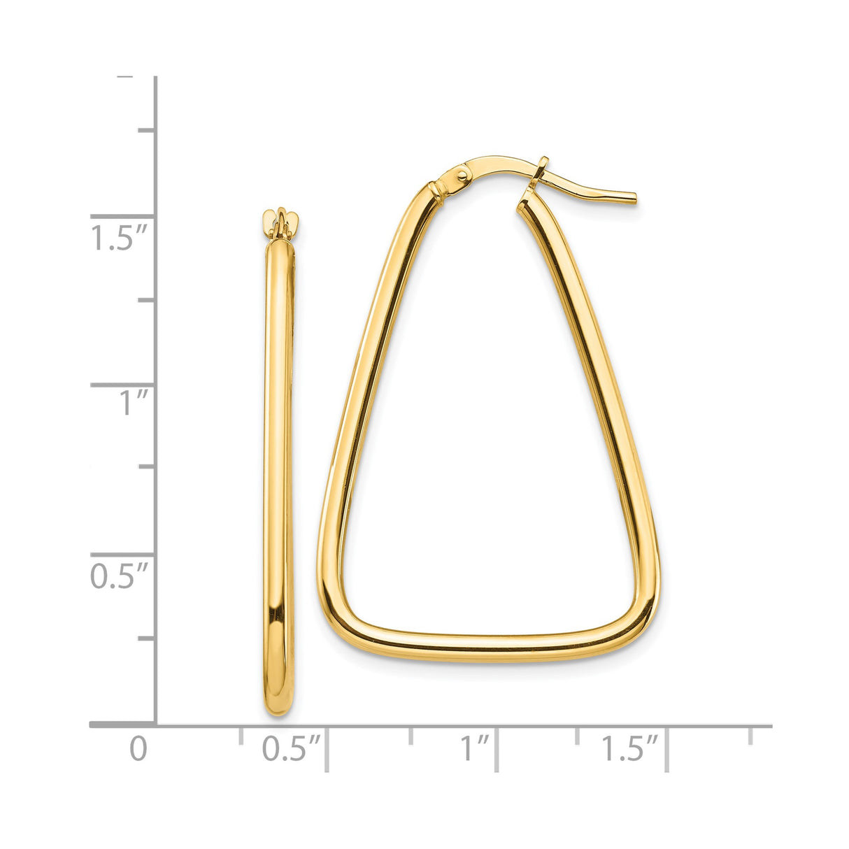 14k Yellow Gold Tapered Triangle Hoop Earrings, Sleek Geometric Minimalist Design for Women