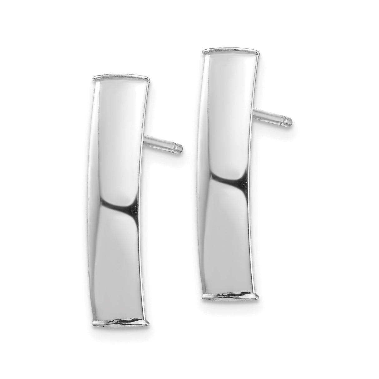 14k White Gold Sideways Cross Stud Earrings with Curved Design, Minimalist Religious Jewelry