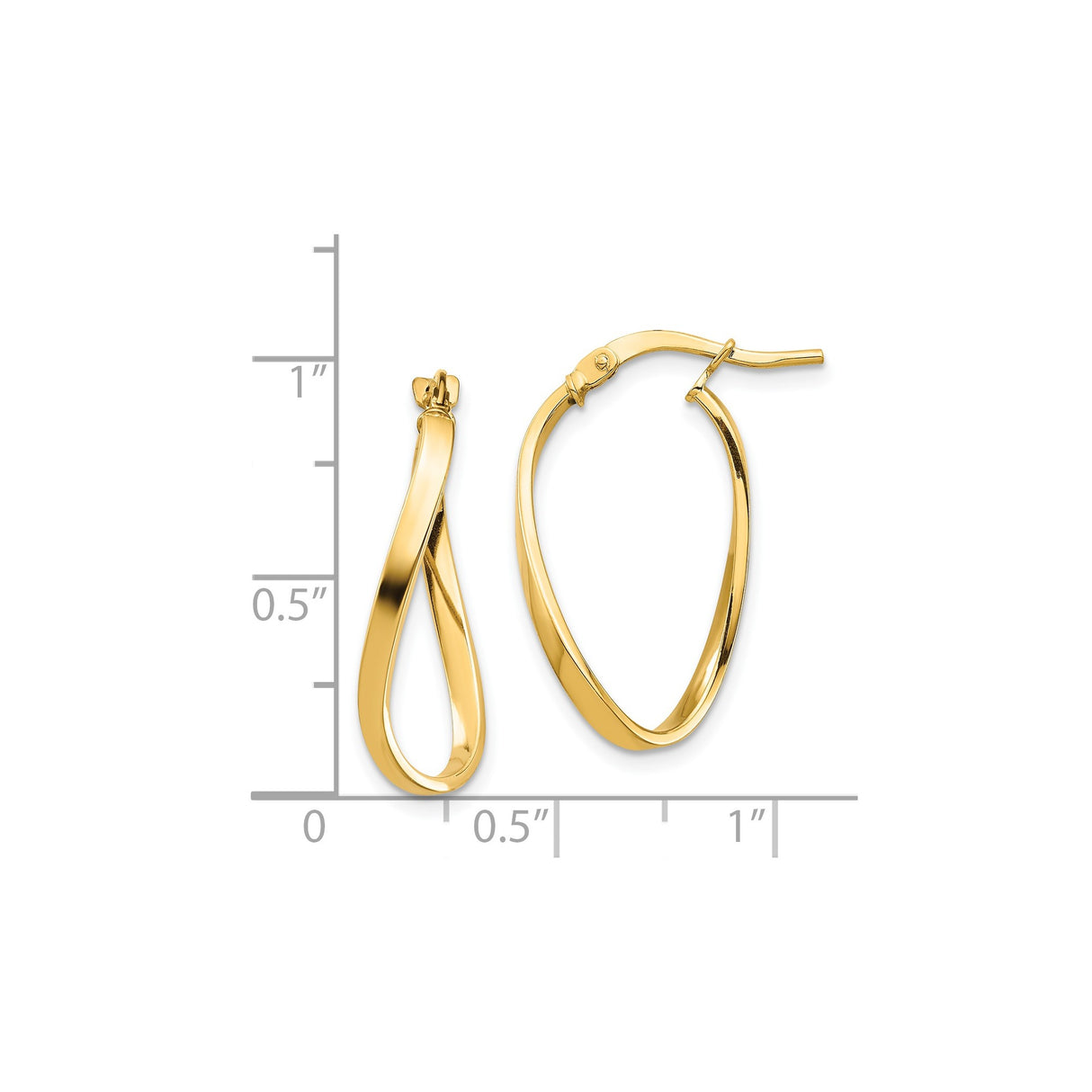 14k Yellow Gold Twisted Hoop Earrings, Polished Teardrop Design, Lightweight Everyday Style