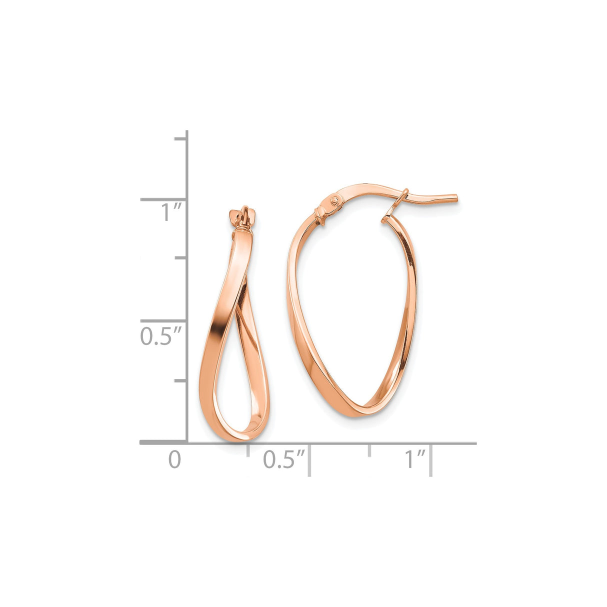 14k Rose Gold Twisted Teardrop Hoop Earrings, Minimalist Lightweight Design for Women