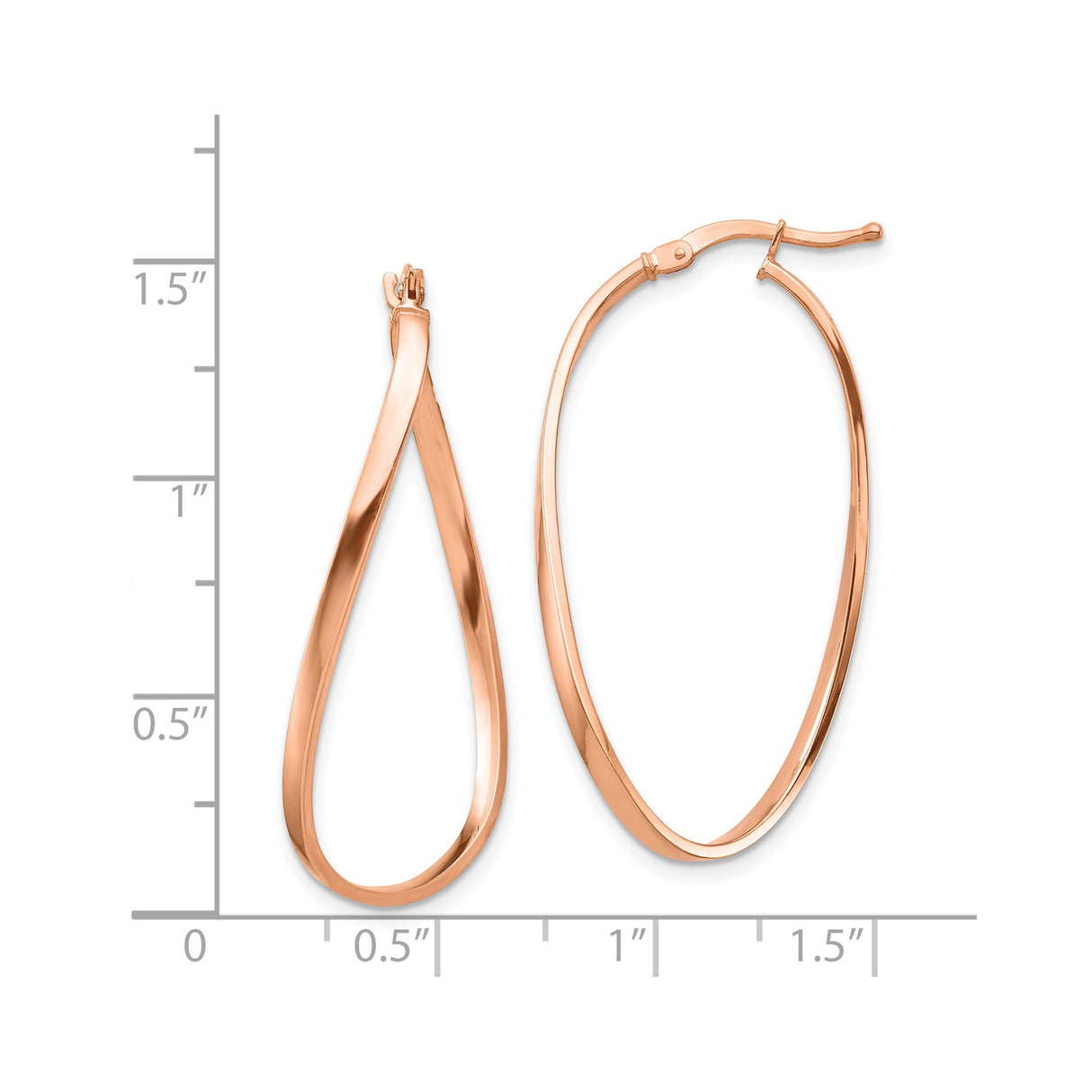 14k Rose Gold Twisted Teardrop Hoop Earrings, Polished Lightweight Modern Design