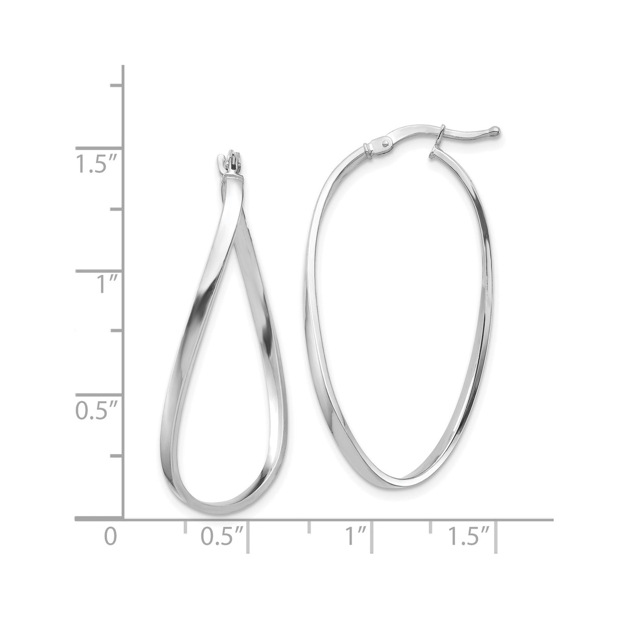 14k White Gold Twisted Teardrop Hoop Earrings, Polished Modern Minimalist Design for Women