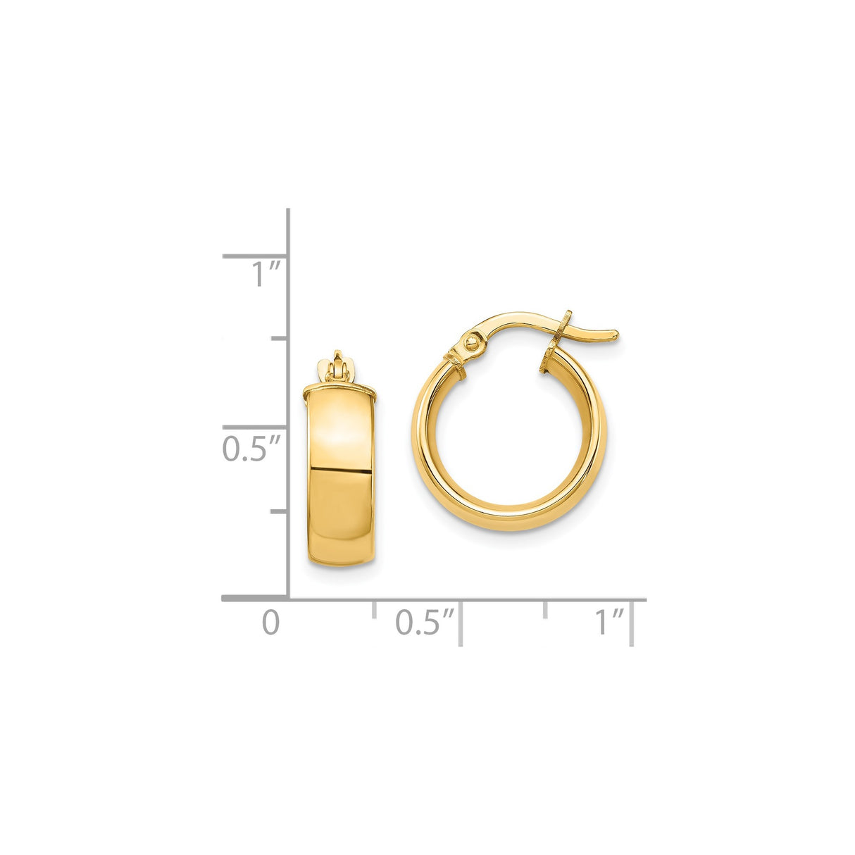 14k Yellow Gold Hoop Earrings with Polished Finish, Lightweight Classic Design for Women