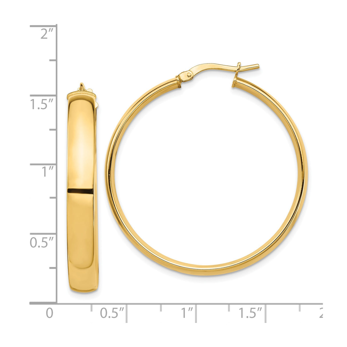 14k Yellow Gold Hoop Earrings, Polished Classic Round Hoops, Lightweight Minimalist Jewelry