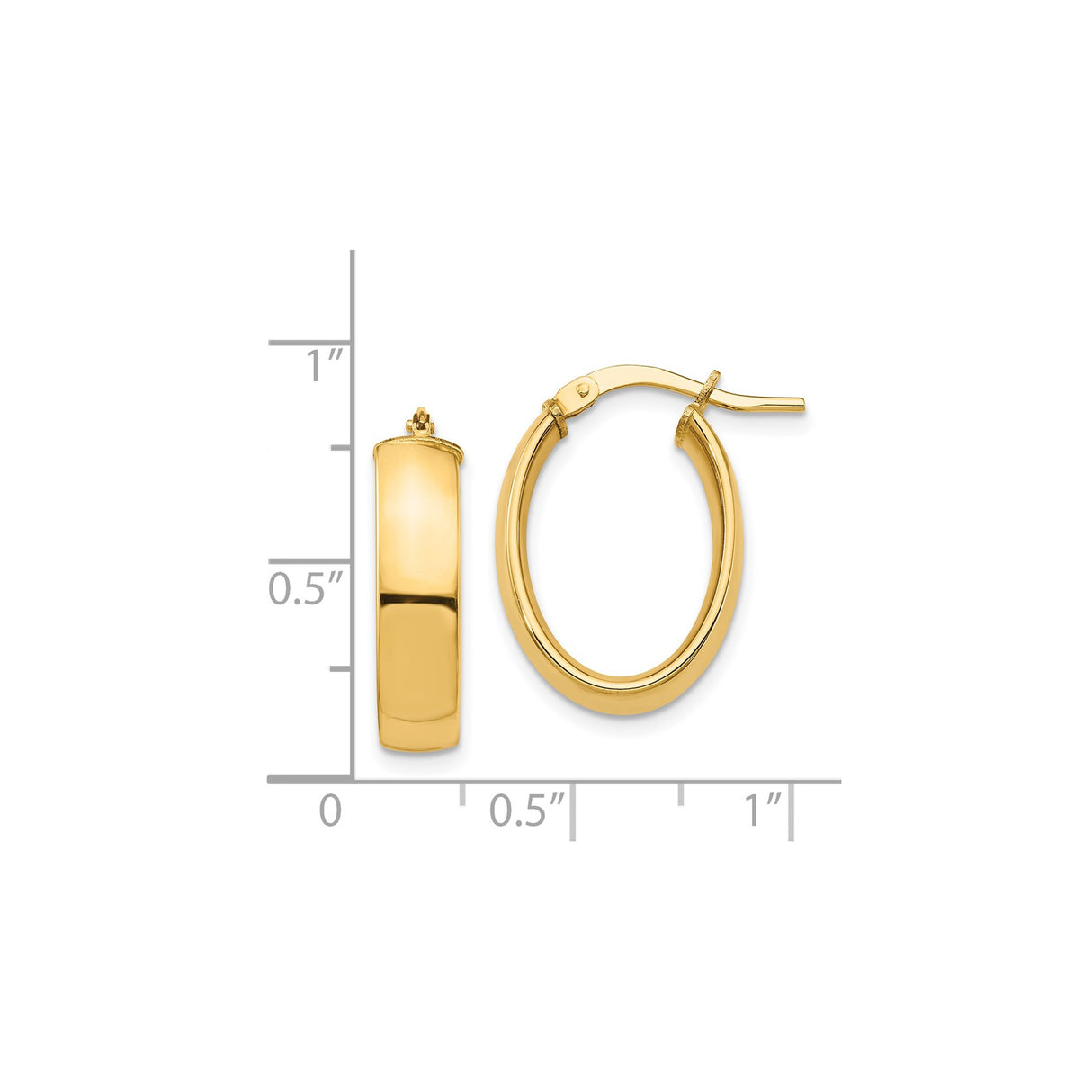 14k Yellow Gold Oval Hoop Earrings, High Polish Finish, Snap Lock Closure, Lightweight Minimalist Style