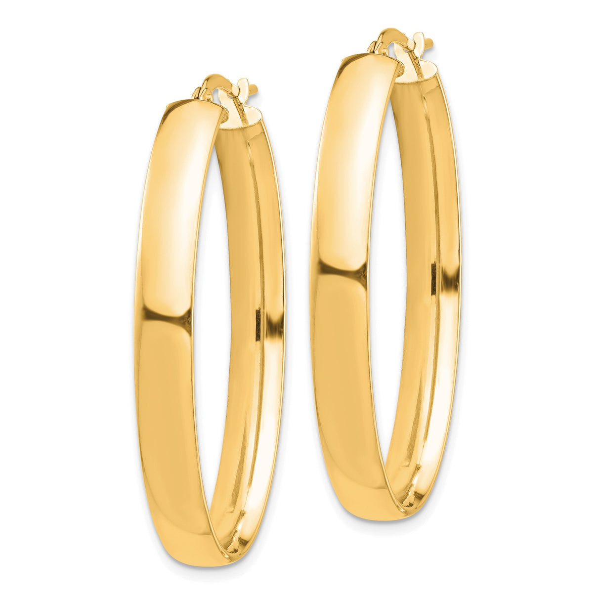 14k Yellow Gold Oval Hoop Earrings, Polished Finish, Classic Minimalist Style for Women