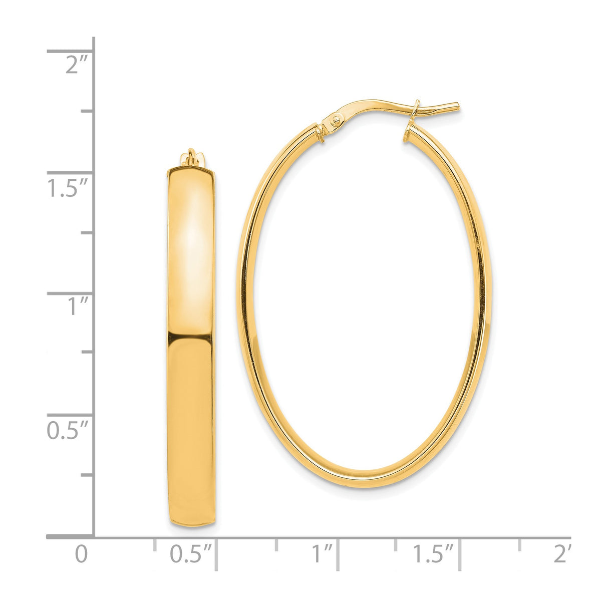 14k Yellow Gold Oval Hoop Earrings, Polished Finish, Classic Minimalist Style for Women