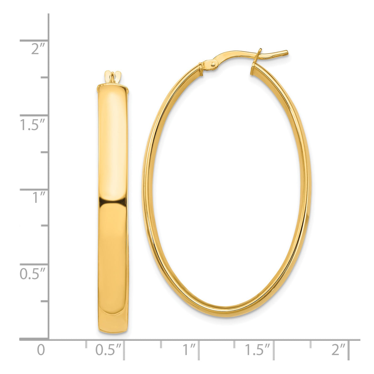 14k Yellow Gold Oval Hoop Earrings, Polished Minimalist Design for Women