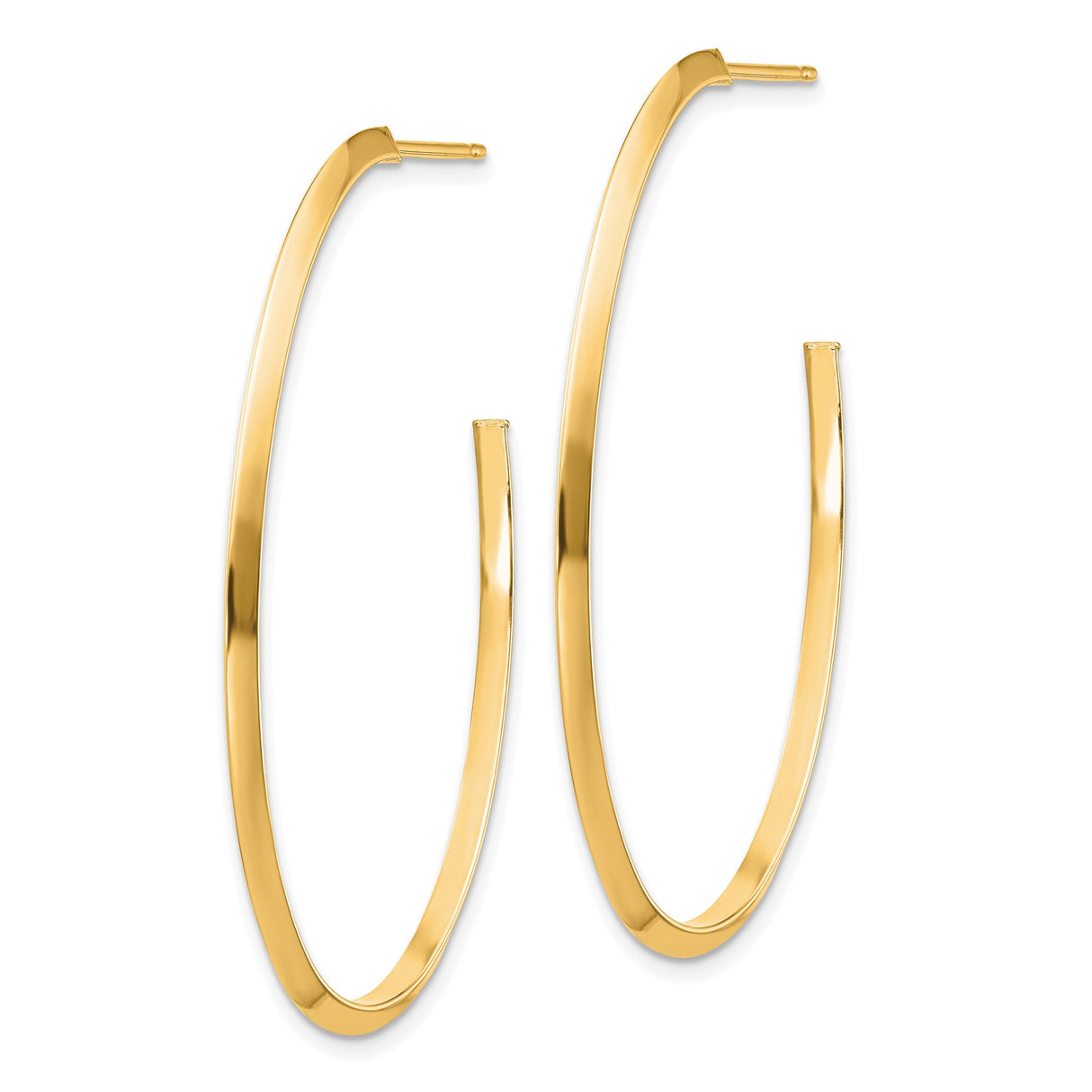 14k Yellow Gold Oval Hoop Earrings, Polished Finish, Lightweight Minimalist Style for Women