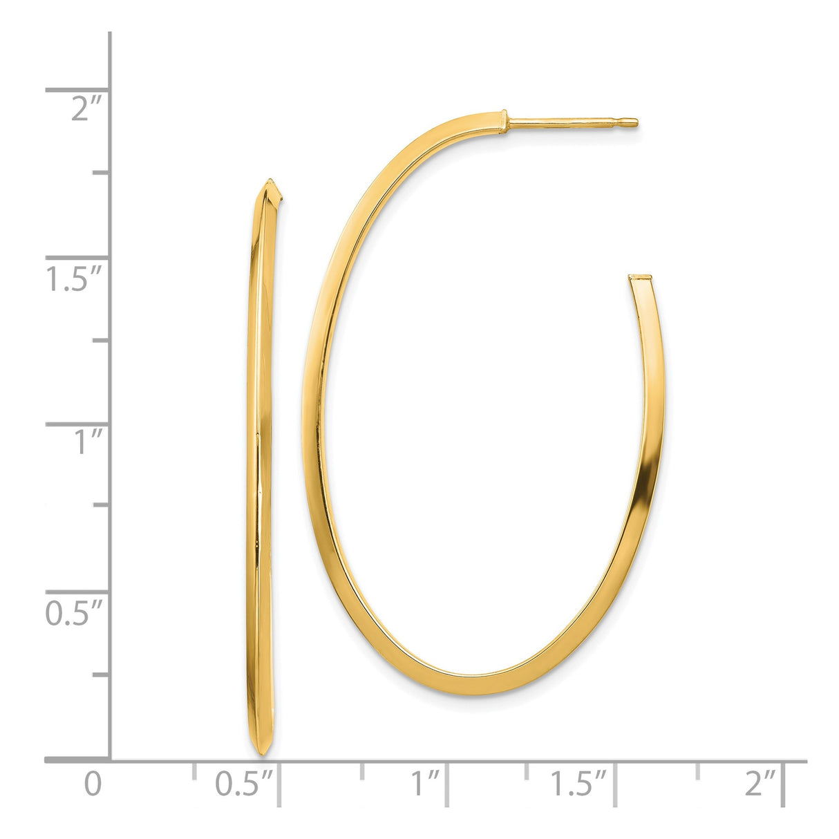 14k Yellow Gold Oval Hoop Earrings, Polished Finish, Lightweight Minimalist Style for Women