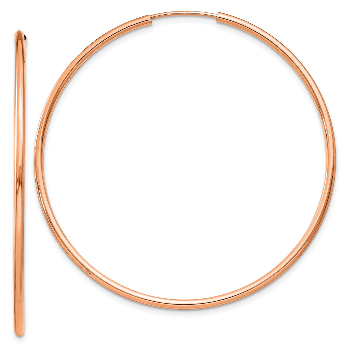 14k Rose Gold Hoop Earrings, Large Thin Minimalist Hoops, Lightweight Modern Jewelry