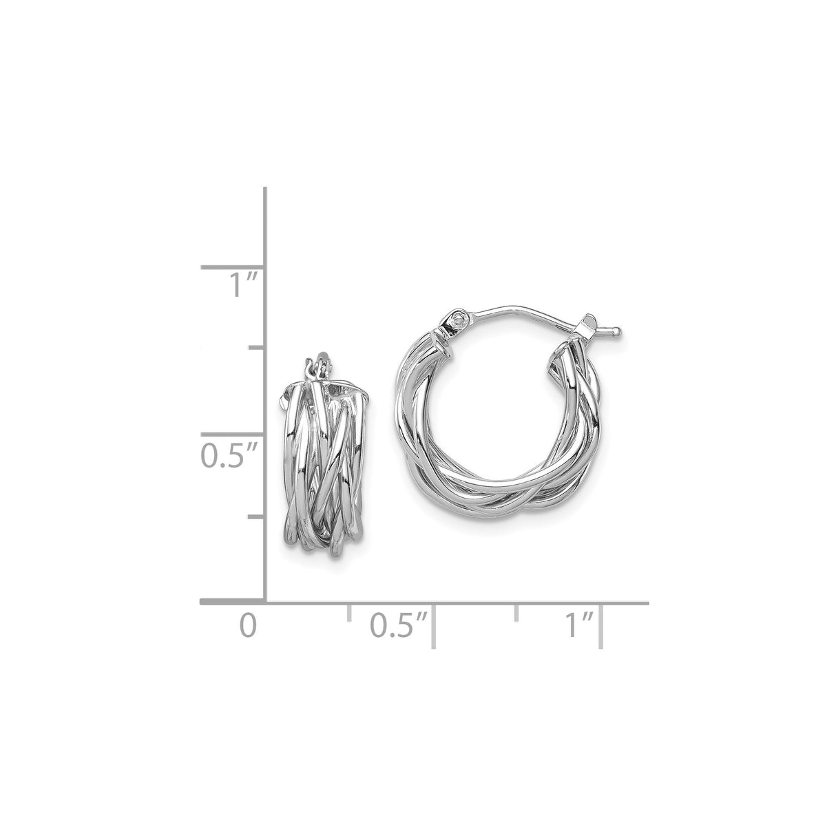 14k White Gold Hoop Earrings with Twisted Braided Design for Women