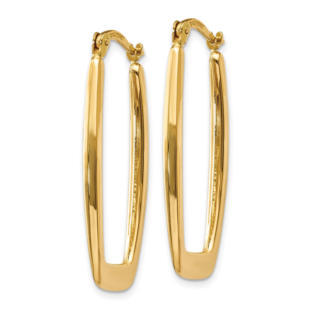 14k Yellow Gold Rectangle Tube Hoop Earrings, Polished Lightweight Geometric Design