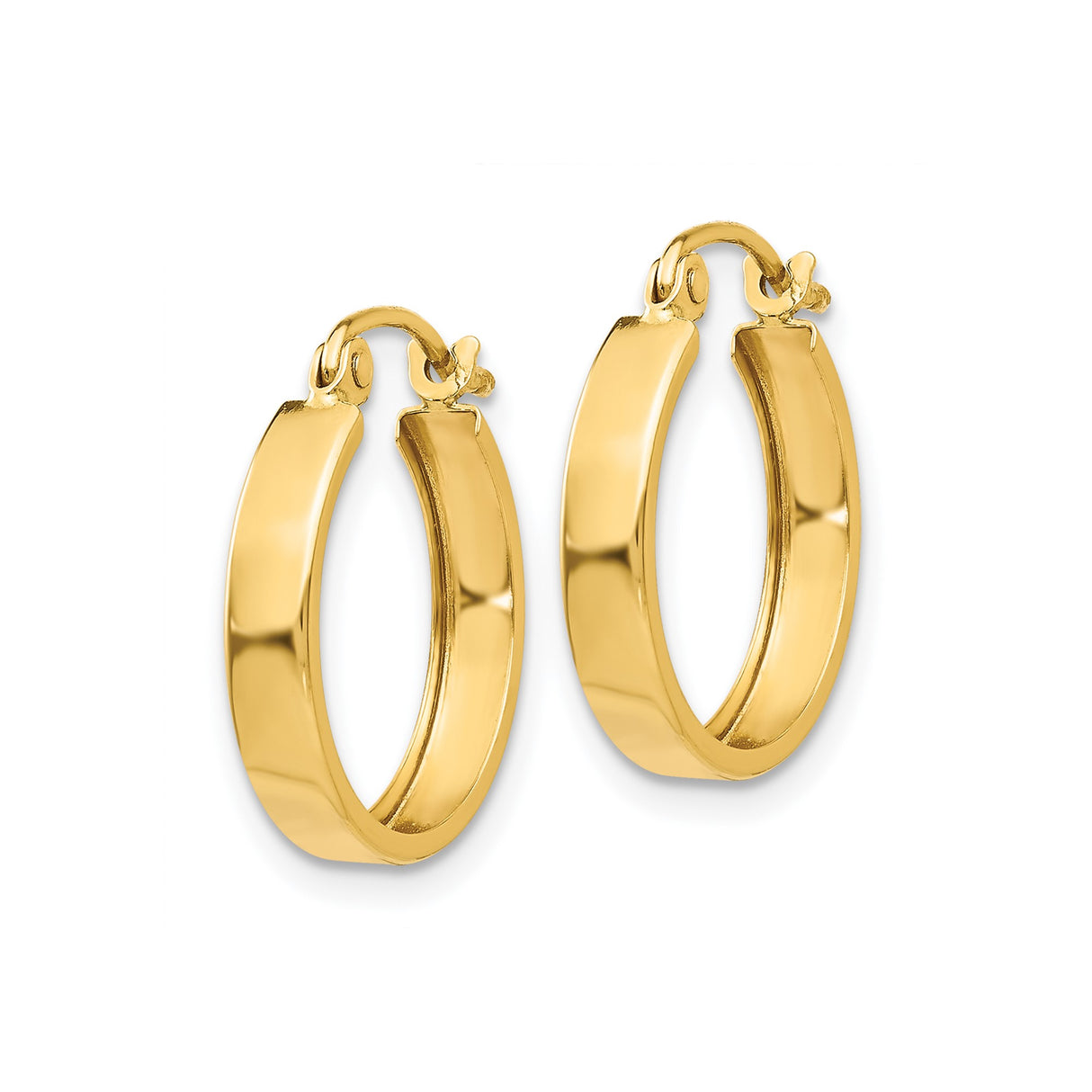14k Yellow Gold Hoop Earrings with Hinged Snap Closure, Polished Finish, Lightweight Classic Style