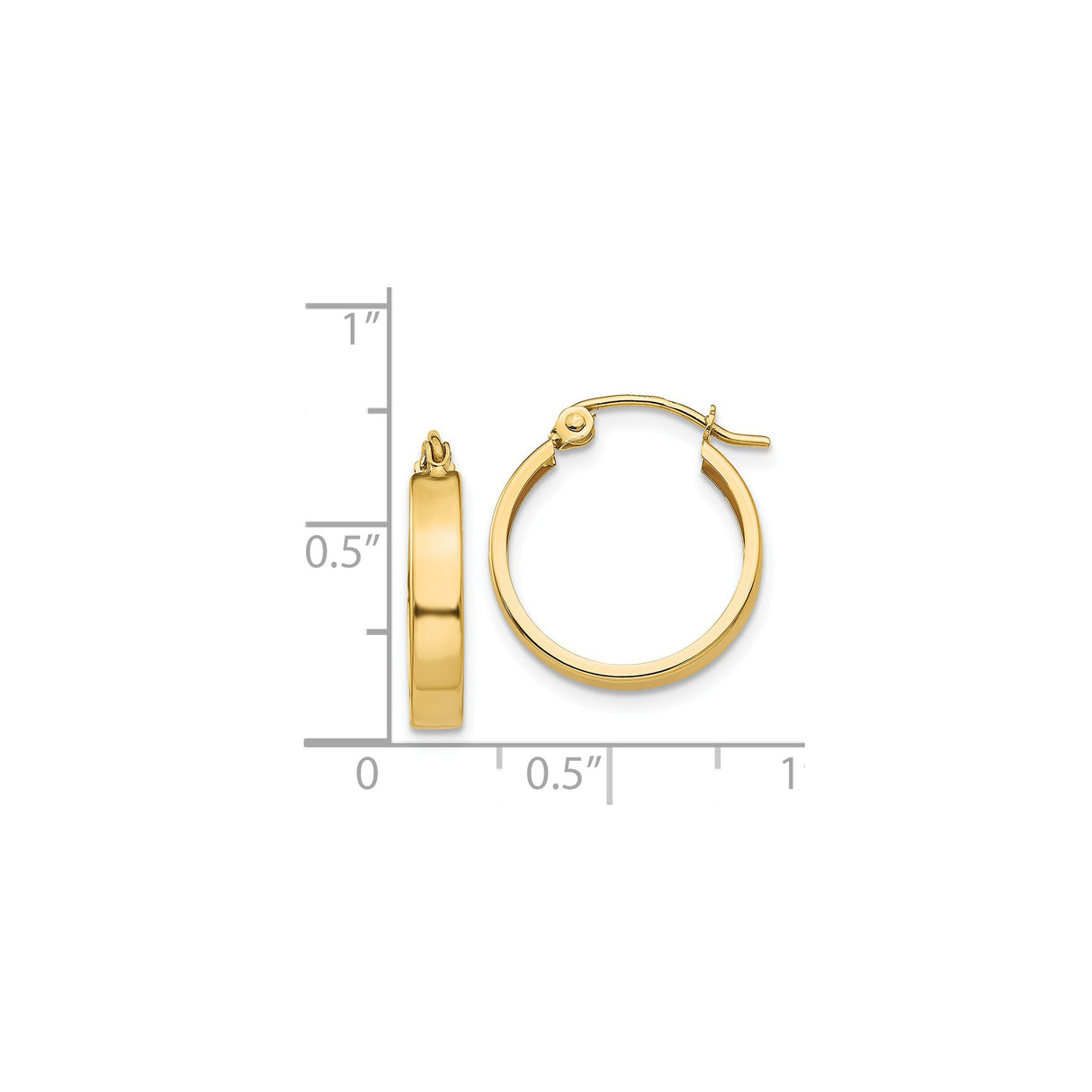 14k Yellow Gold Hoop Earrings with Hinged Snap Closure, Polished Finish, Lightweight Classic Style